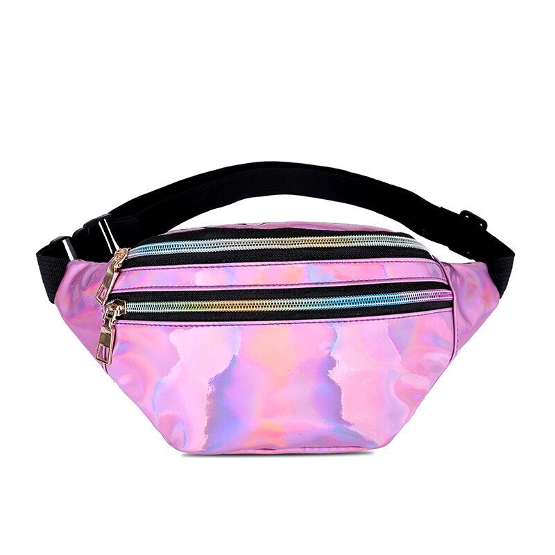 Olografica del Pacchetto di fanny Lucido Metallico di colore di sport del Pacchetto Della Vita Della Cinghia culo per Festival del Viaggio dati di Partito di Modo unisex 2020: Colore rosa