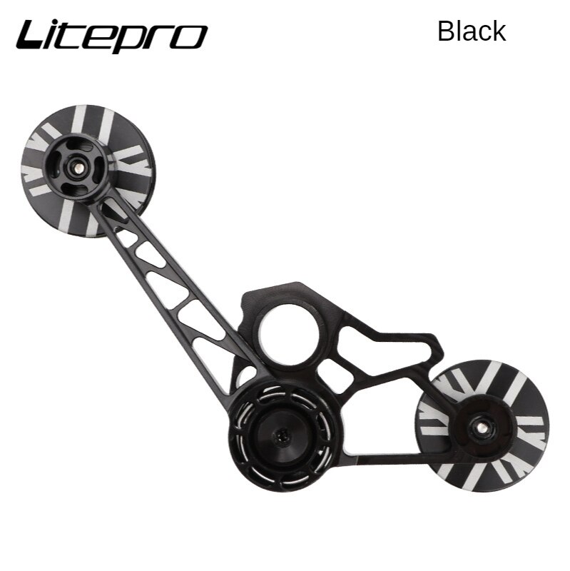 CATAZER Aluminum Alloy Chain Tensioner Guide Wheel Tension Device CNC Chain Tension Adapter For Brompton: black