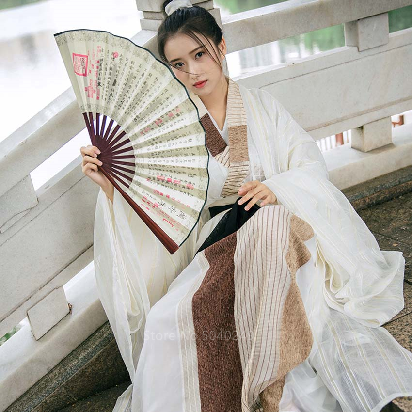 Chinese Traditional Clothing Ancient Princess Folk Dance Costume for Women Girls Performance Dress Hanfu Linen Qing Dynasty Set