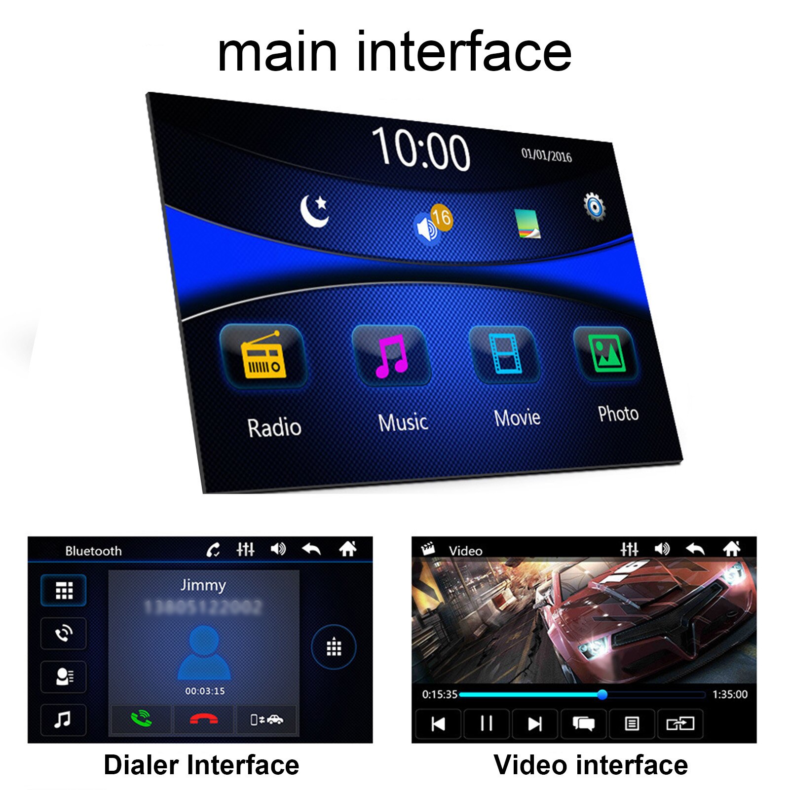 Retractable 7 Inch Car FM Radio Calling Music Audio Video Bluetooth MP5 Player