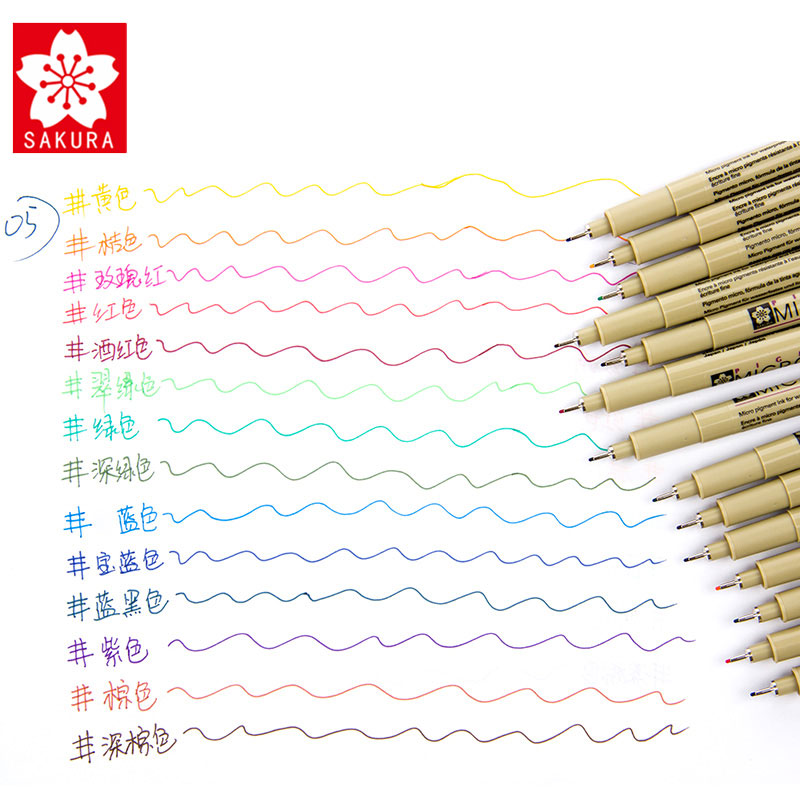 Sakura pigma micron fine line pen sæt 3/4/9 forskellige farver kunstmarkør manga comic pro liner børste pen tegnesæt