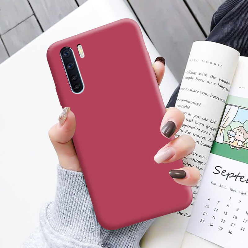 Voor Oppo A91 Case Pure Kleur Siliconen Case Macaron Kleuren Candy Tint Soft Tpu Eenvoudige Zwarte Behuizing Telefoon Back Cover