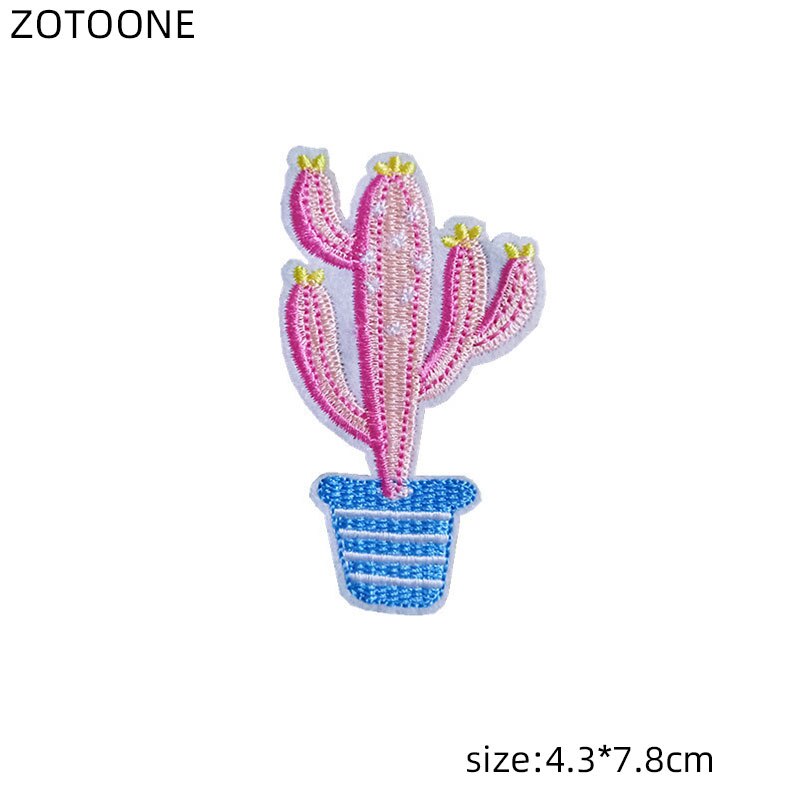 Zotoone Geborduurde Badge Ijzer Op Veer Patch Warmteoverdracht Voor Kleding Jeans Diy Kameel Cactus Patches Voor Kinderen Tas Applique E: Dull
