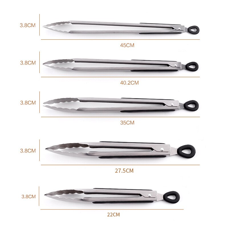 12/14/16inch Stainless Steel Food Tongs Kitchen Utensils Buffet Cooking Tool Anti Heat Bread Clip Pastry Clamp Barbecue Kitchen