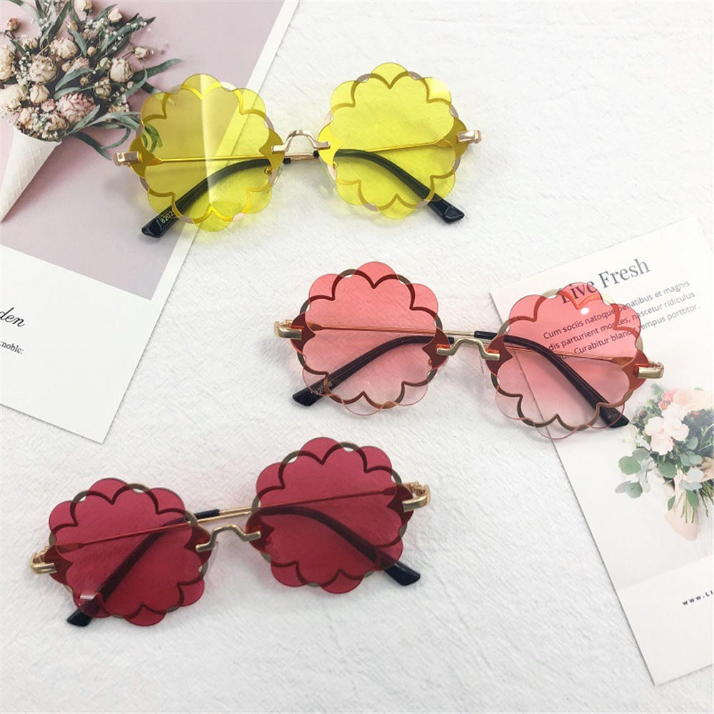 Kids Rimless Sunglasses Flower Frame Girls Sun Glasses Glasses Children Outdoor Goggles Cute Style Party Eyewear