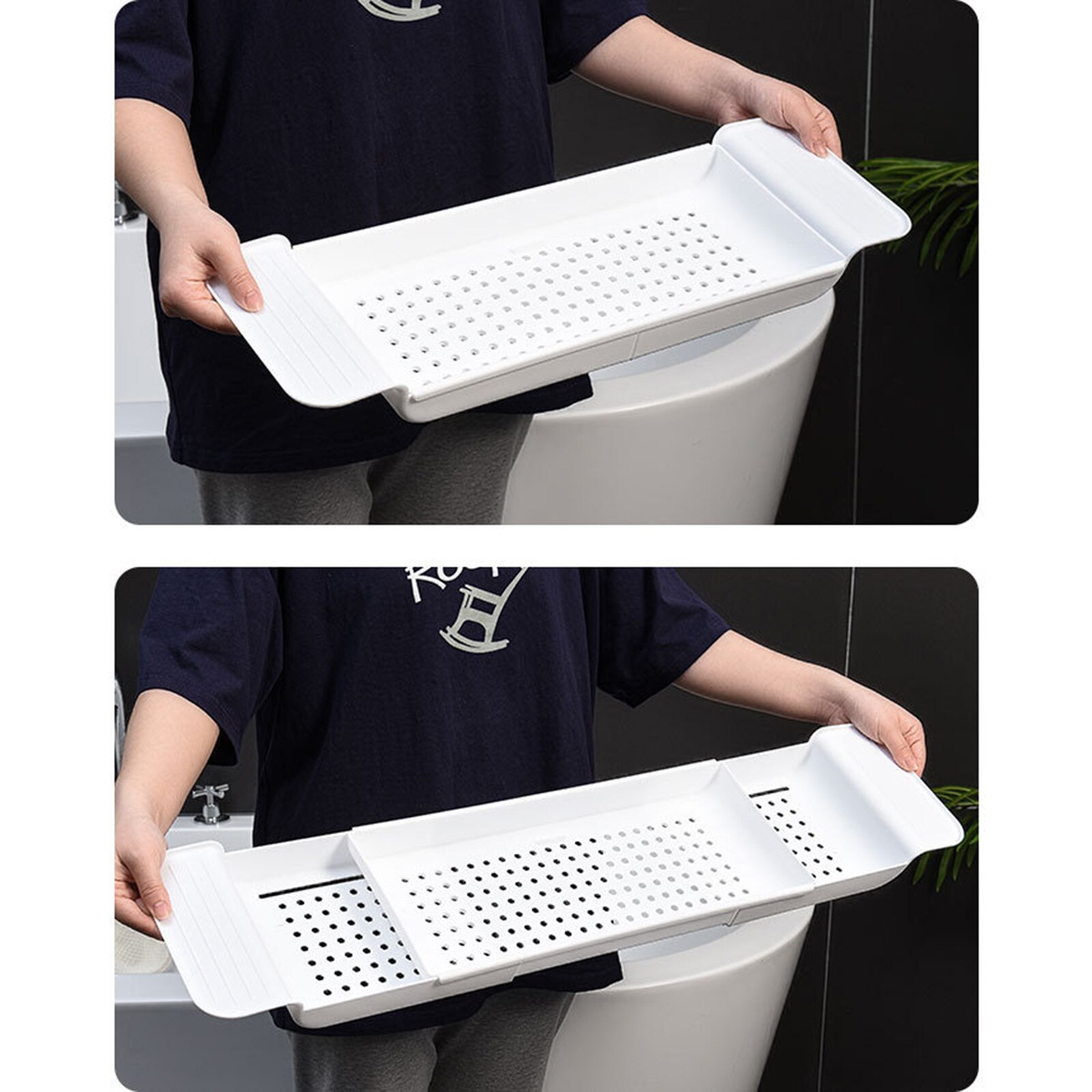 Expandable Bathtub Tray Bath Caddy Tray Retractable Bath Spa Caddy Tray Bathroom Storage Book Wine Tablet Holder Reading Rack