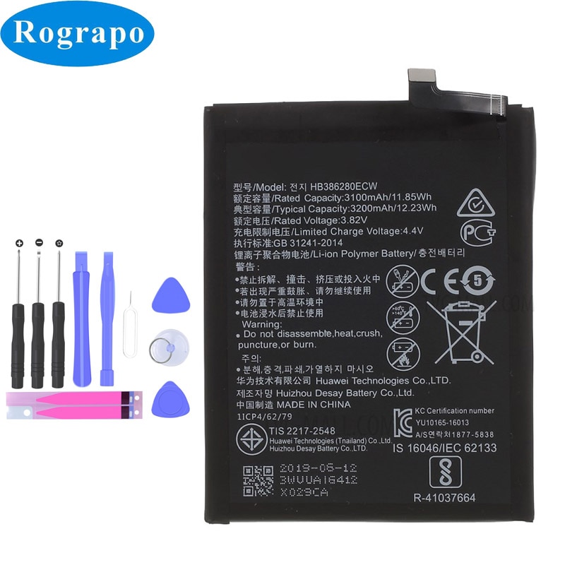 Alkuperäinen 3200 mah  hb386280 ecw akku huawei  p10 vtr -l09 vtr -l29 /  honor 9 stf -l09 stf -al10 puhelimen akulle