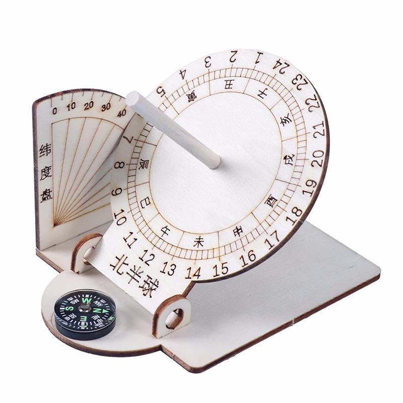 Äquatoriale Sonnenuhr Uhr Holz Gebäude Wissenschaftliche Modell DIY Lehrmittel Pädagogisches Spielzeug Für Kinder Schreibtisch Zubehör: Default Title