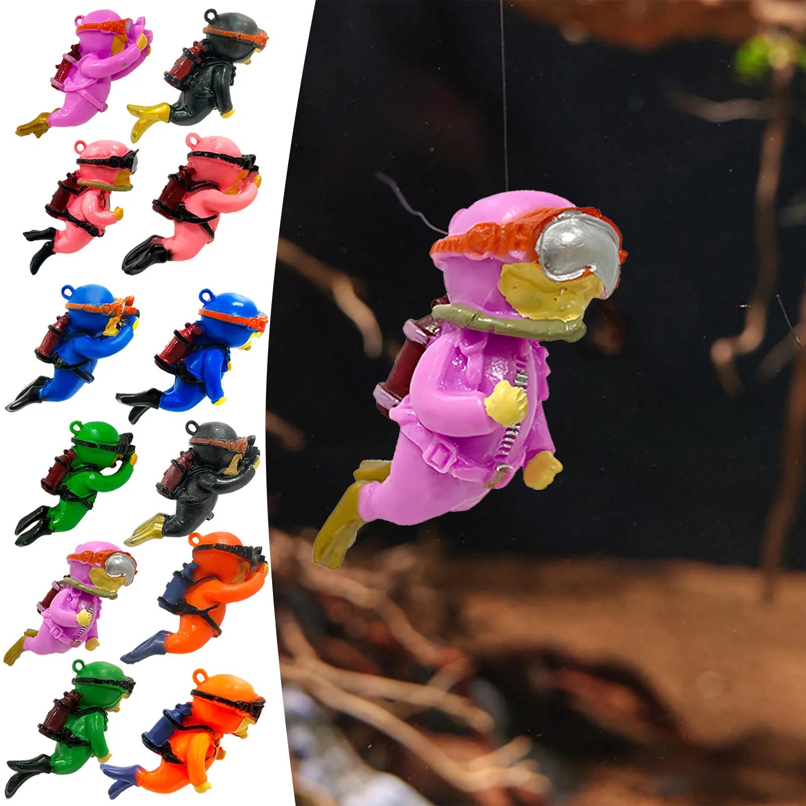 Fish Tank Decoration Floating Diver Ornaments Set Blue Guy Figurines for Underwater Scenery Bottom Aquarium Decor
