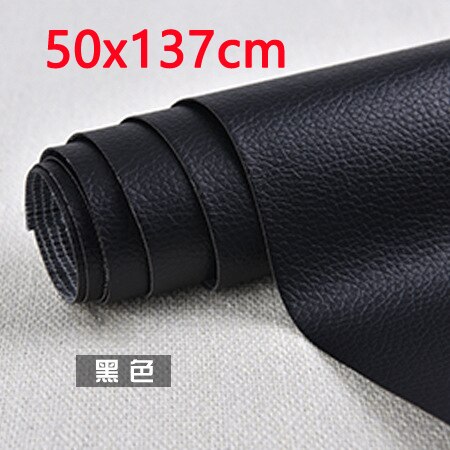 Parche de tela de cuero sintético para reparación de sofá, Pegatina autoadhesiva sin planchado, parches de tela de cuero para álbum de recortes, 50x137cm: 50x137 black
