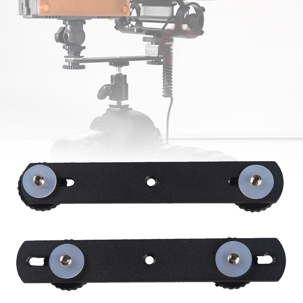 Dual DSLR Stand Double Head Hole Black Speedlite Light Bracket Mount Holder Tripod Camera Metal Universal 1/4 Screw Flash Lamp