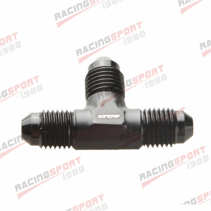-4 AN AN4 Male To Male Flare Tee Fitting Adapter Aluminum Black