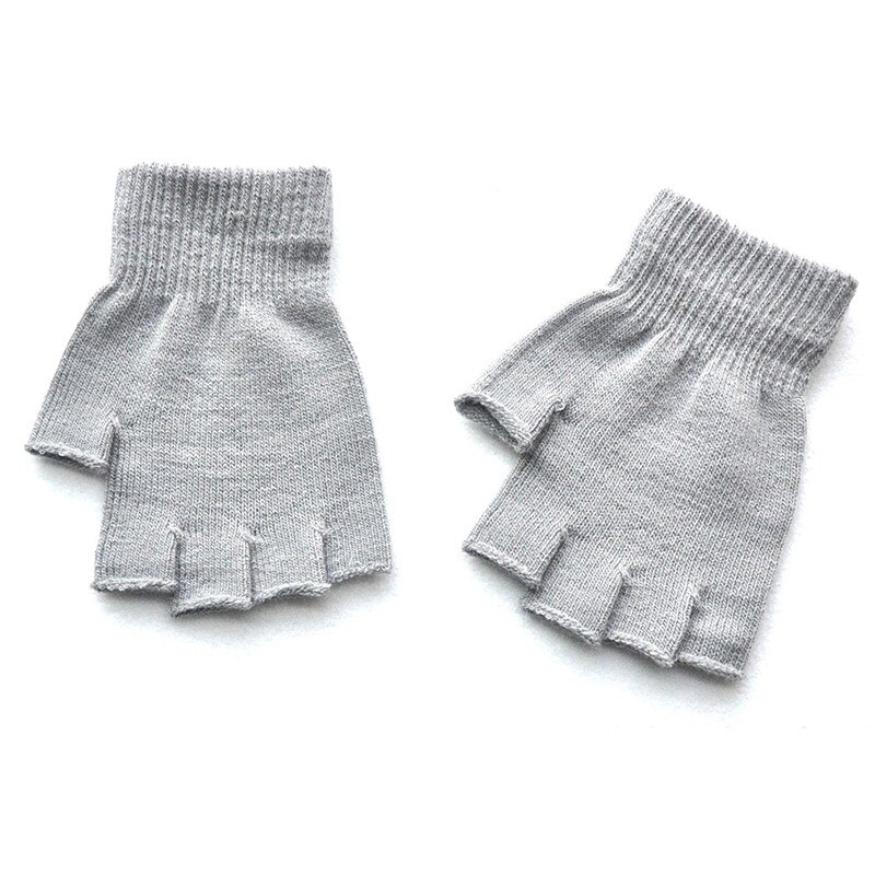 Kinderen Winter Handschoenen Koude Warme Acryl Vingerloze Handschoenen Effen Kleur: light grey