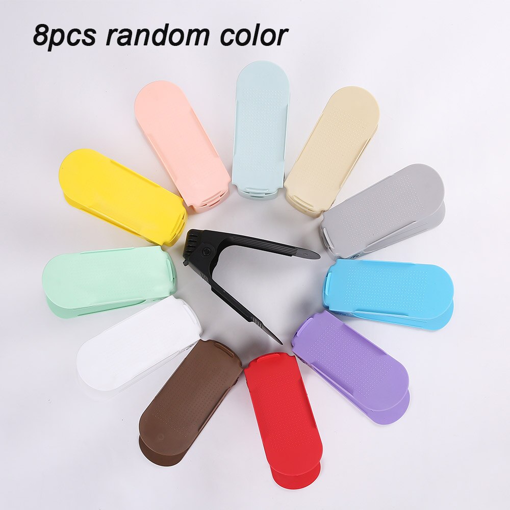 8 stuks verstelbare dubbele schoenenorganizer moderne schoonmaak opbergrek plastic woonkamer organizers schoenendoos standaard beugel schoenendoos: 8 stuks kleurrijk