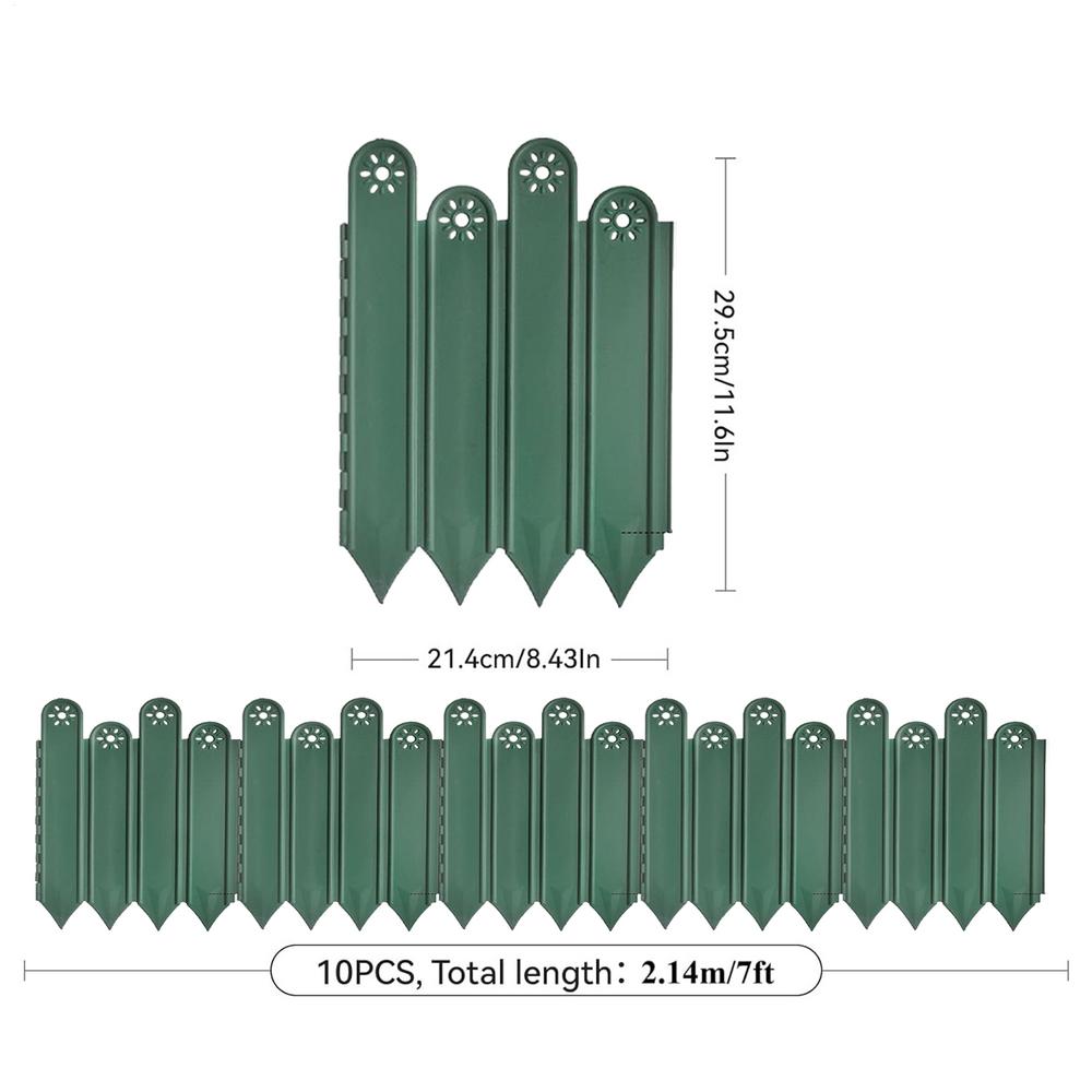 Bordure de jardin, paquet de 10 outils d'aménagement paysager, barrière animale, garniture décorative de clôture de jardin pour cour et pelouse: green