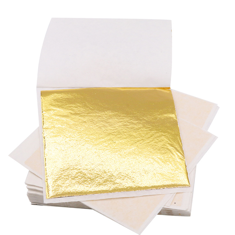 100 Uds. Hojas de hojas doradas de colores, manualidades de Arte de papel con purpurina plateada para paredes de muebles dorados, decoración Vintage de uñas, pintura DIY