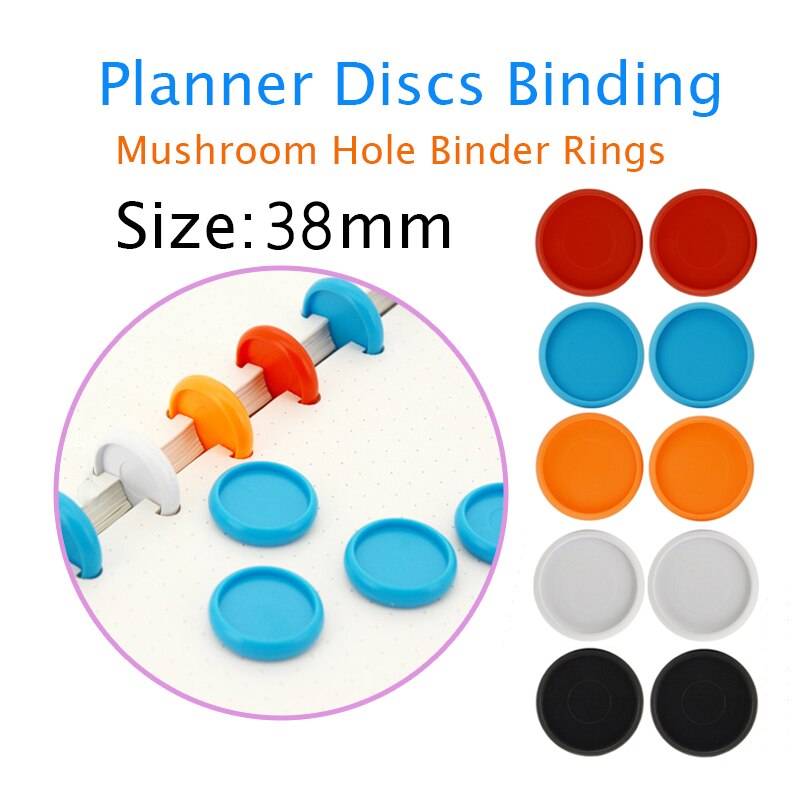 38mm 20 sztuk kolorowe grzyby otwór wiążące pierścienie spoiwa dyski zeszyt pierścień planista spoiwo dysk luźny liść pierścienie wiążące dostaw
