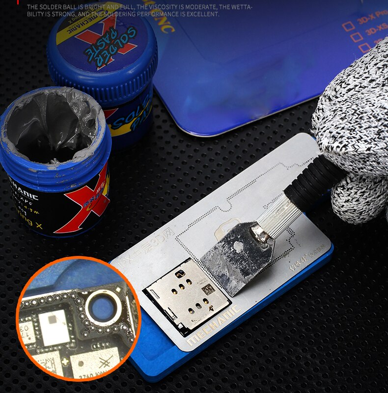 MECHANIC 3D BGA Reballing Stencil Kit Welding Template Intermediate Layer Steel Mesh Planted Tin Platform For IP X/XS/XS MAX