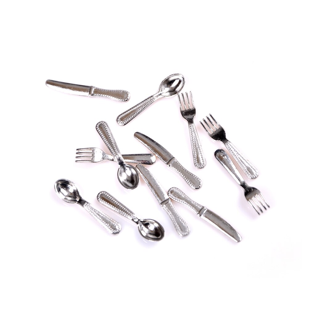 1Set 1:12 Mini Dollhouse Miniatures Tableware Cutlery Knife Fork Spoon Cake Knife Chopping Block Kitchen Food Furniture Toys: 6