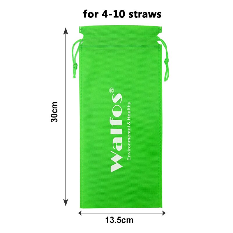 WALFOS Set Of 2 Reusable Drinking Straw Flexible Food Grade Stainless Steel Silicone Reusable Drink Straw For Mugs 20/30oz: green bag