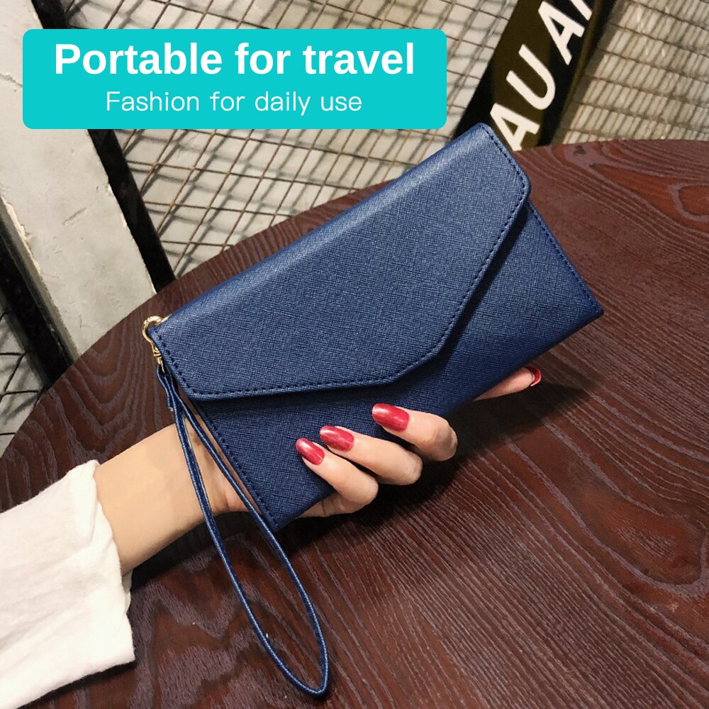 Udendørs multikort arrangør tegnebog rfid blokerende rejse pas holder foldet håndtaske kvinders slanke armbånd