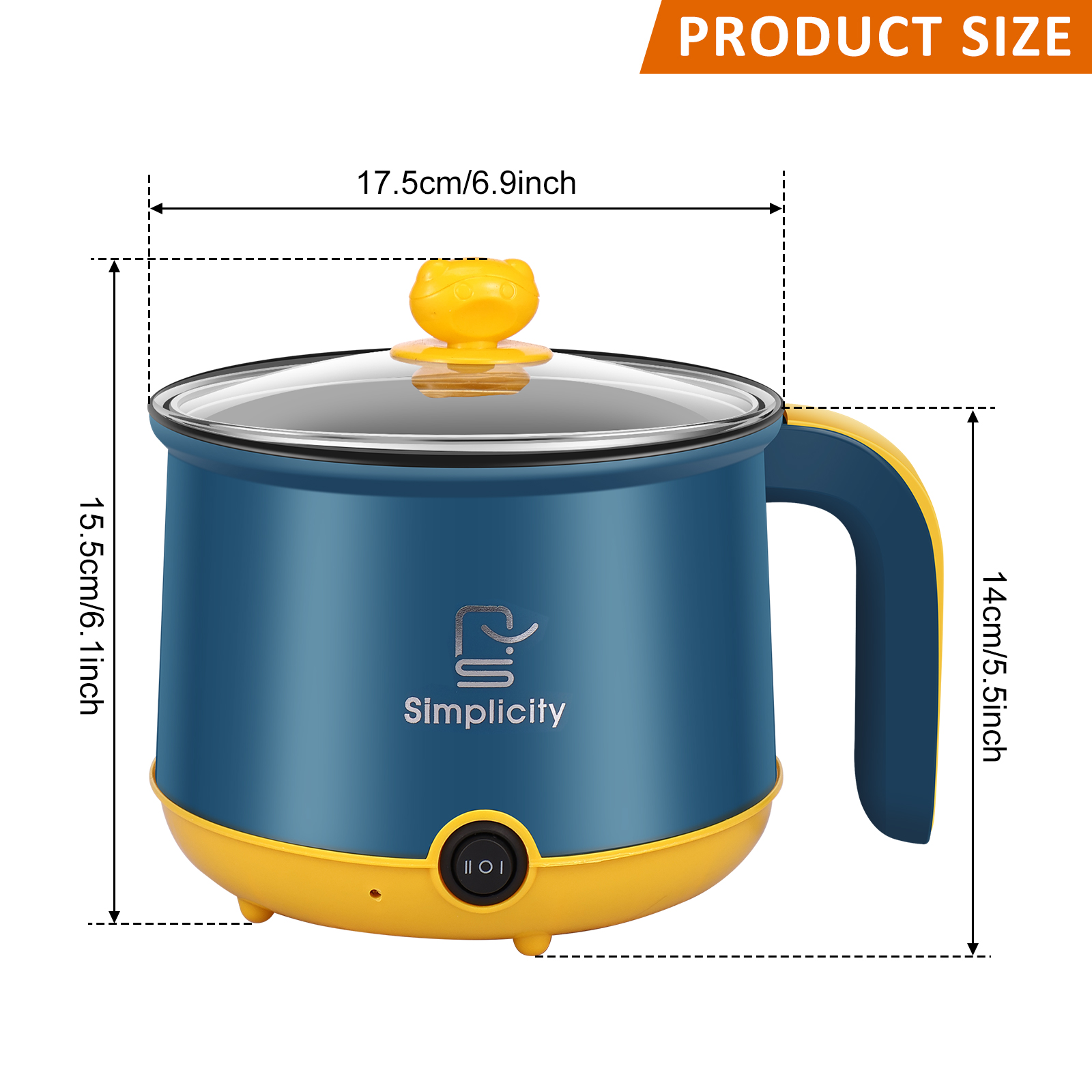 1.8L Electric Pot Electric Cooking Pot Non-Stick Cooker 2 Gear Mini Pot Cooker Dry Protection Heating Boil Ramen Cooker: Red