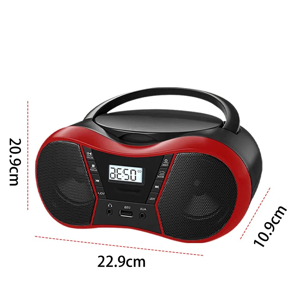 Kleiner Boombox-CD-Player, Kassette, AM, FM-Radio, Bluetooth-Lautsprecher, AUX, USB, MP3, spielt mit Fernbedienung, unterstützt AC/DC-betrieben