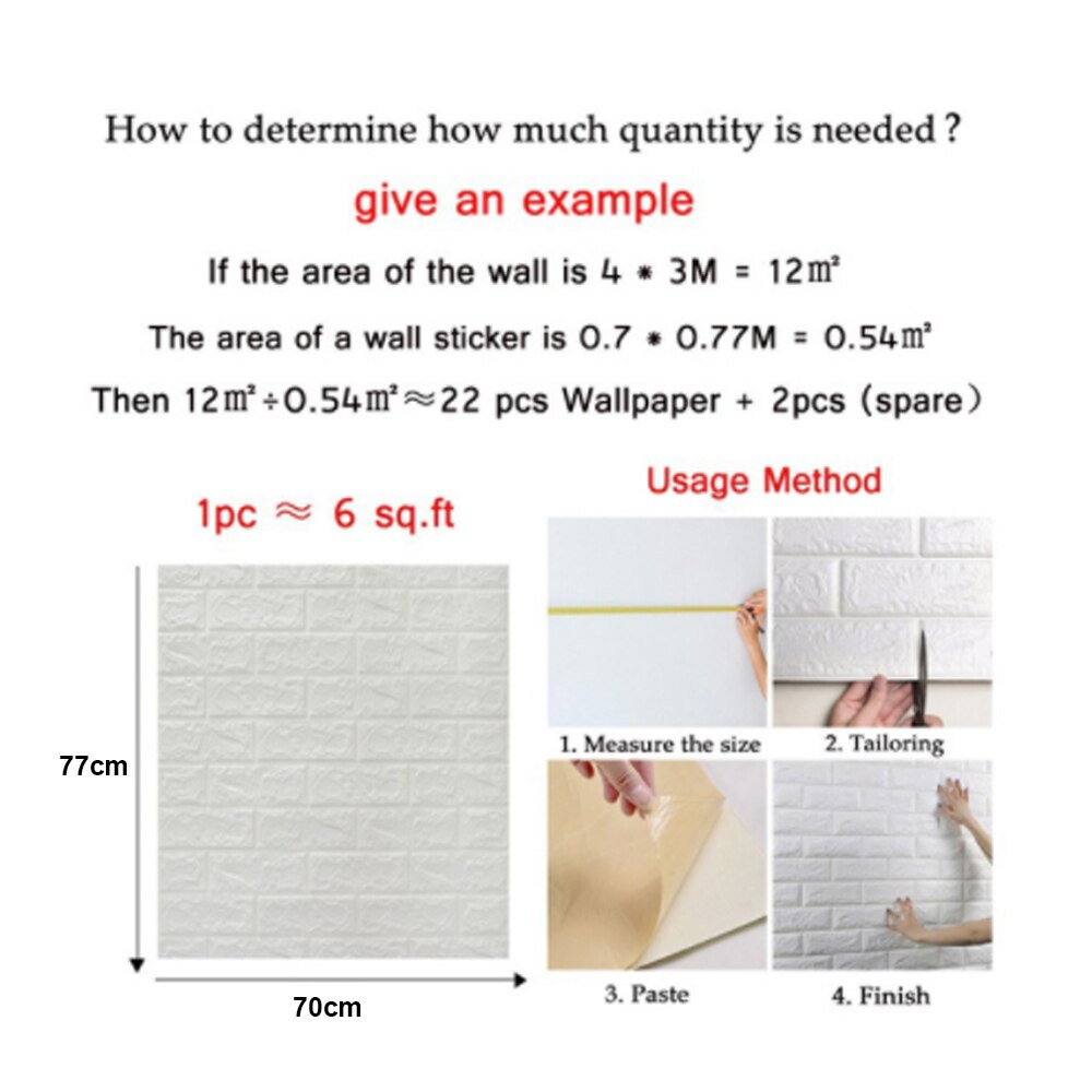 Paneles de imitación de ladrillo para pared 3D, autoadhesivo de pared grande, impermeable, espuma PE, hogar, dormitorio, sala de estar, cocina, TV, fondo