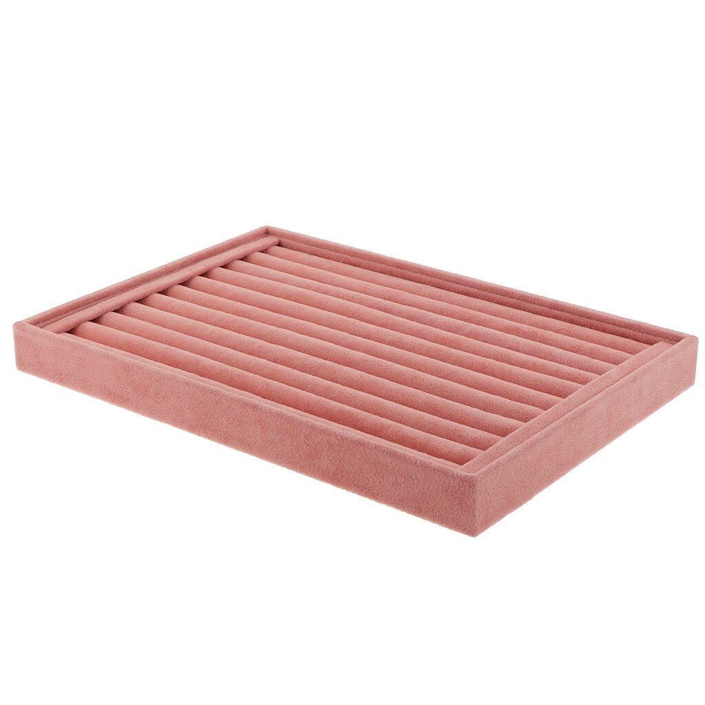 Fløjl smykker ring display organisator sag bakke holder halskæde øreringe bangle smykker opbevaring smykkeskrin stå lyserød: 2 35 x 24 x 3cm