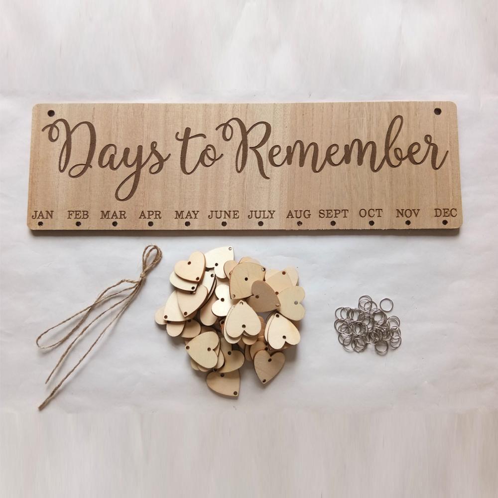 Calendario de recordatorios para Aniversario de cumpleaños, placa de tablero de madera DIY, colgante de pared para el hogar, decoración artesanal para