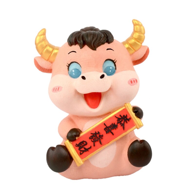 Cow Figurines Year Of Ox Statue DIY Coloring Piggy Bank Ornament