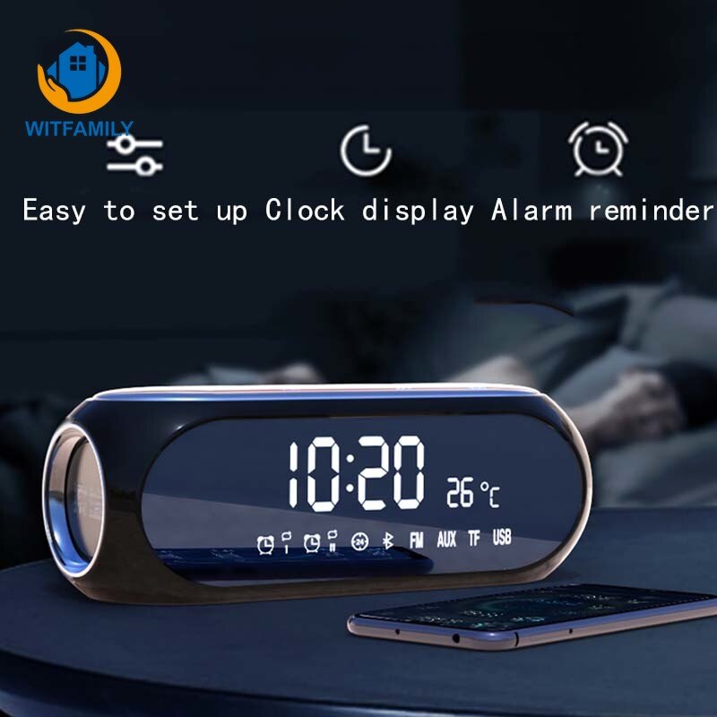 Draadloze Bluetooth Speaker Mini Wekker Mobiele Computer Outdoor Kanon Huishoudelijke Radio Receiver Draagbare Thuis Desktop Klokken