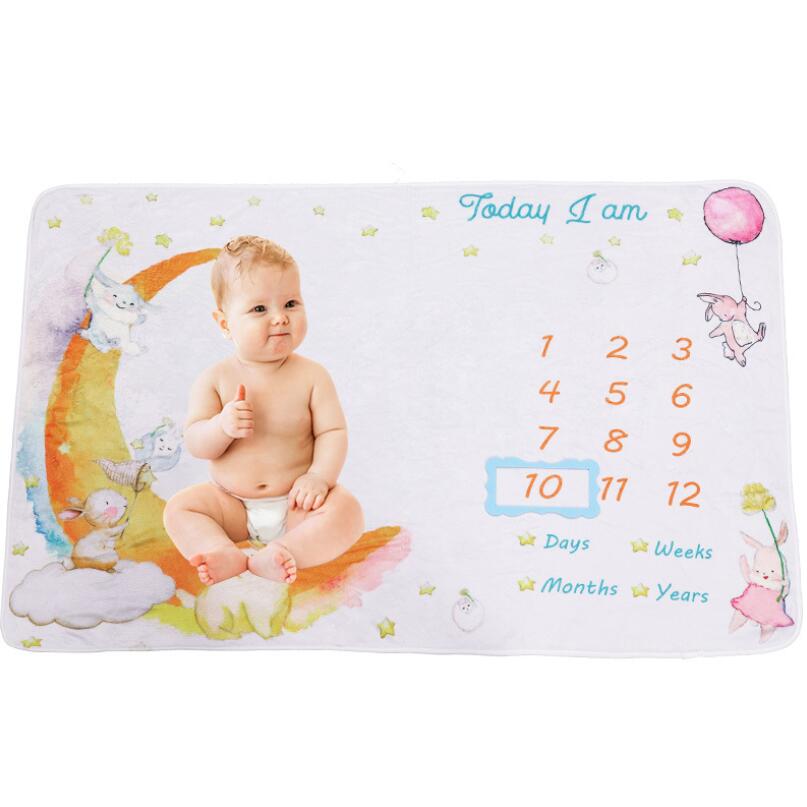 120*100Cm/Maan Patroon Baby Milestone Deken Flanel Foto Deken Cover Deken Baby Groei Memorial Fotografie Deken