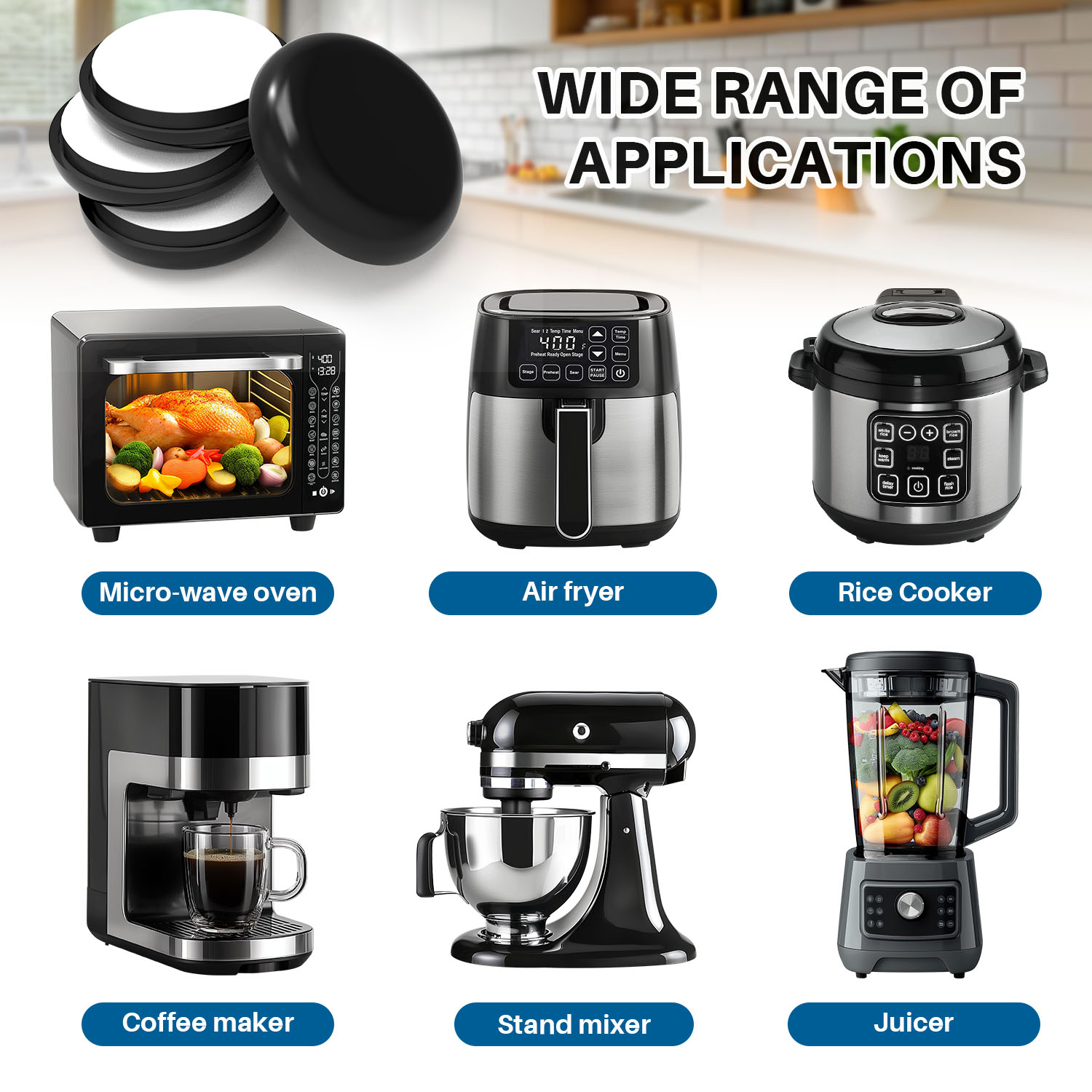 Appliance Slider, 24Pcs Appliance Sliders for Kitchen Appliances, Small Appliance Slider for Most Countertop