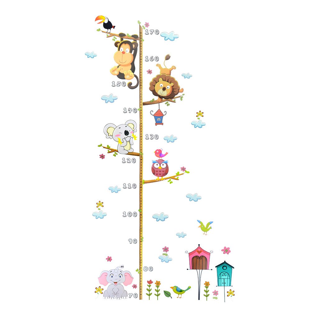 1 Piece Cartoon Animals Height Measure Wall Sticker For Kids Rooms Growth Chart Nursery Room Decor Wall Art