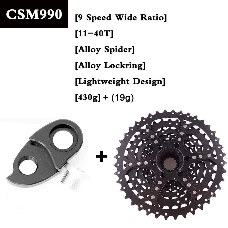 SunRace 9 Speed 11-40T Bicycle CSM990 Cassette MTB Bike Freewheel Adapter Mountain Bike Cassette: CSM990-326984-Black