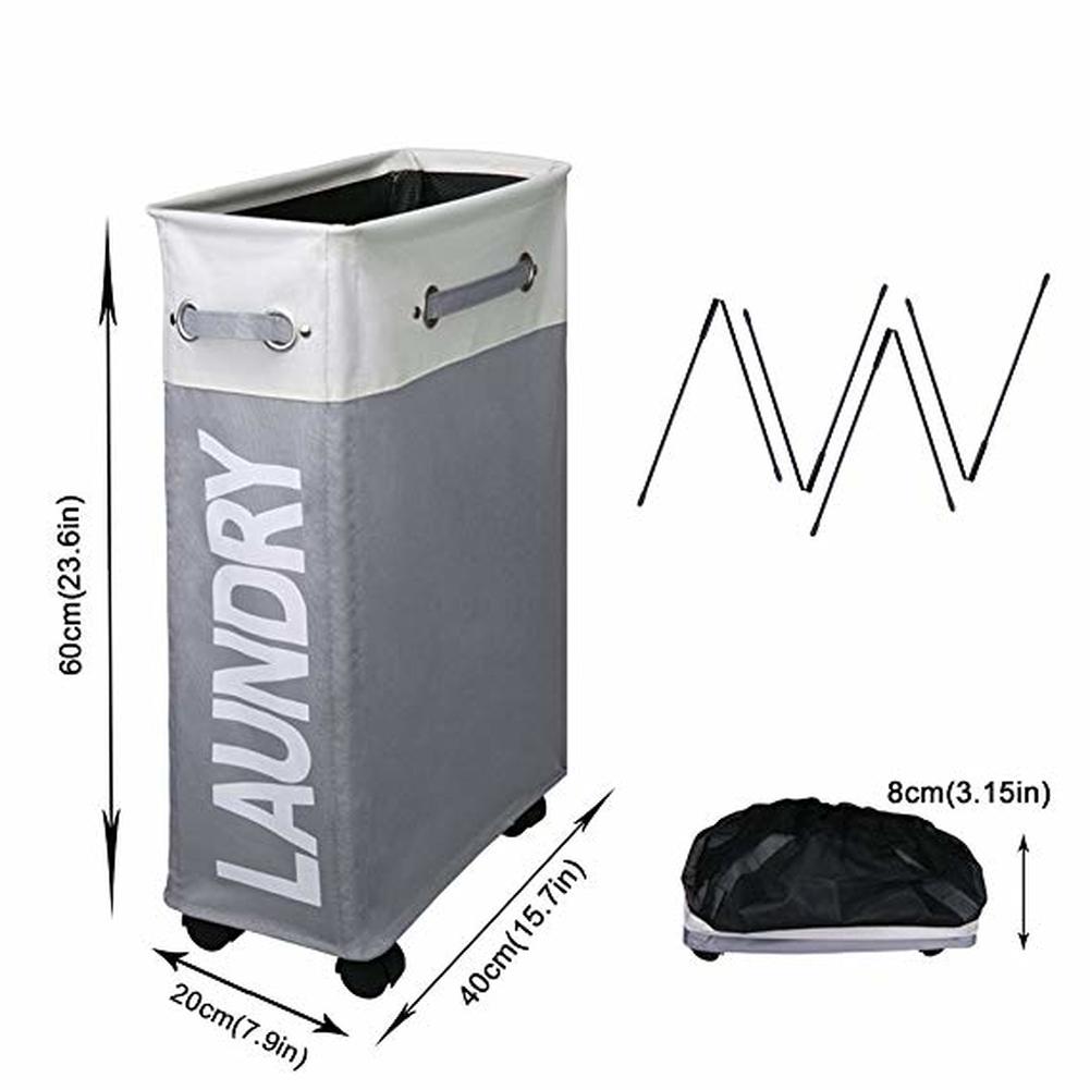 Rolling Corner Laundry Basket Slim Laundry Hamper with Mesh Cover Waterproof Clothes Toy Storage Bin Organizer hamper