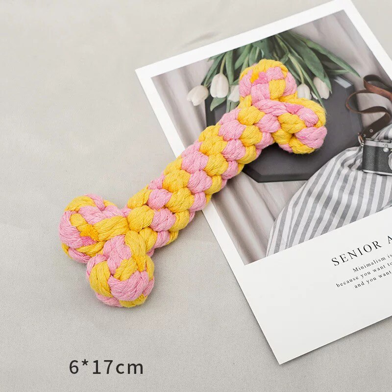 1pcs Bite Resistant Pet Dog Chew Toys for Small Dogs Cleaning Teeth Puppy Dog Rope Knot Ball Toy Playing Animals Dogs Toys Pets: Bone