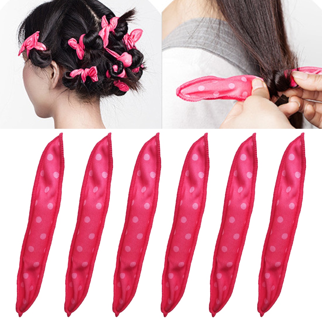 Sød kanin øre magisk svamp pude blødt rullehår bedste fleksible skum svamp hår curlere diy styling hår ruller 6 stk/sæt