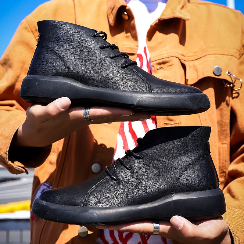Männer Stiefel Männer Weiche Leder Stiefeletten Britischen Stil herren Stiefel Große Größe 47 Winter Warme Stiefel