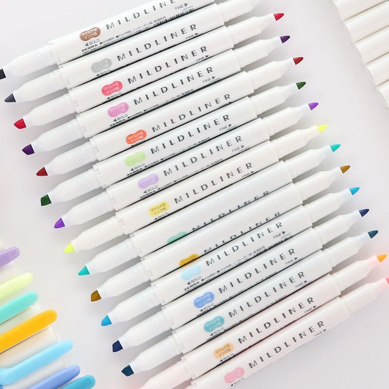 3/5pcs japanese stationery highlighter pen mild liner Double Headed Fluorescent Pen Drawing Marker Pens Zebra Mildliner scribble