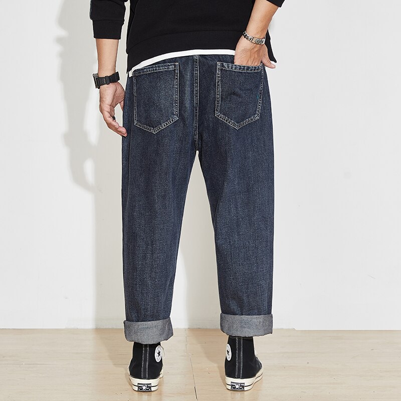 Pluss størrelse 5xl 6xl 7xl #39 harem jeans høst løse casual hip-hop stil street denim bukser merke herrebukser