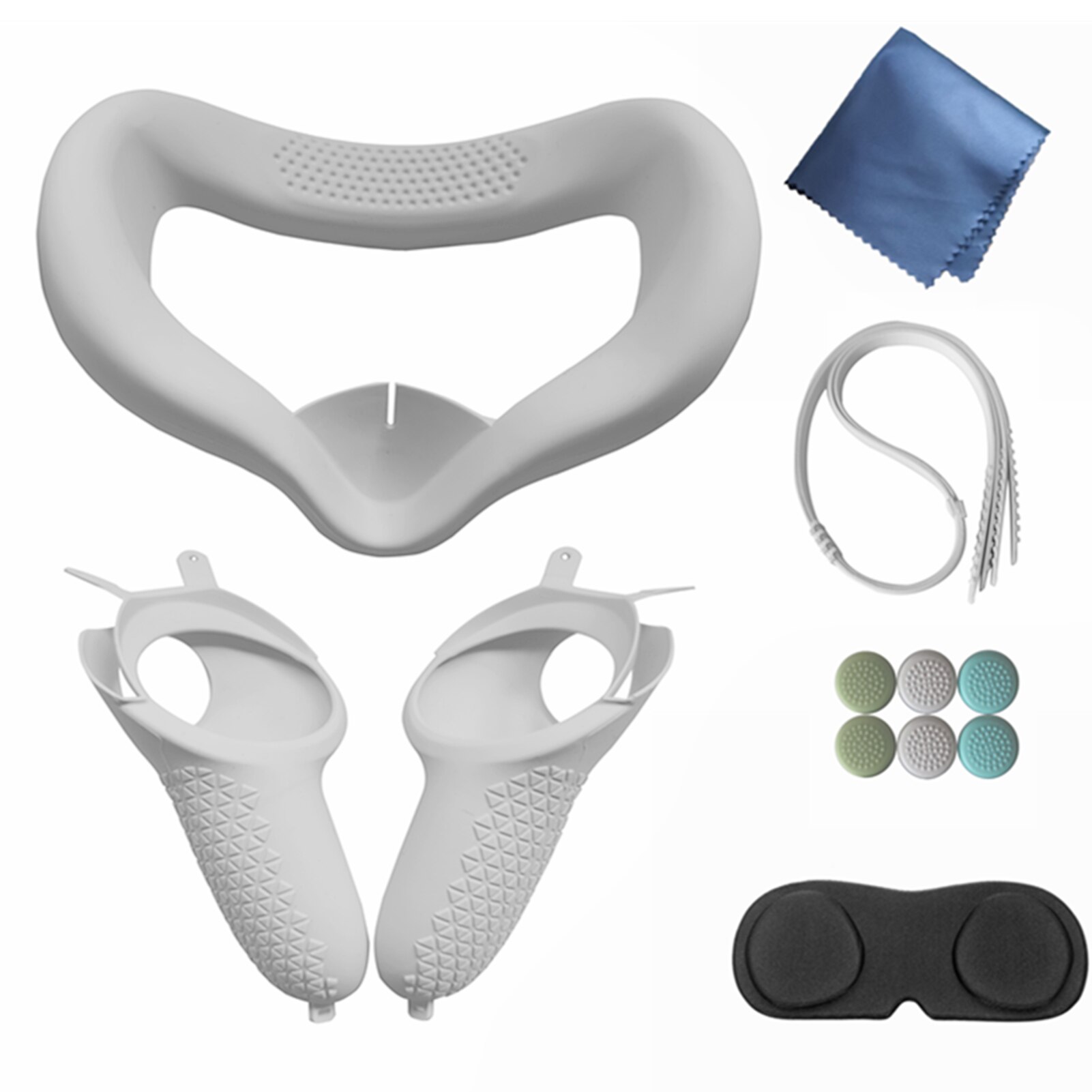 Voor Oculus Quest 2 Controller Handvat Cover Antislip Zachte Siliconen Mouwen Eye Pad Lens Beschermhoes Vr Handvat set Accessoires: White