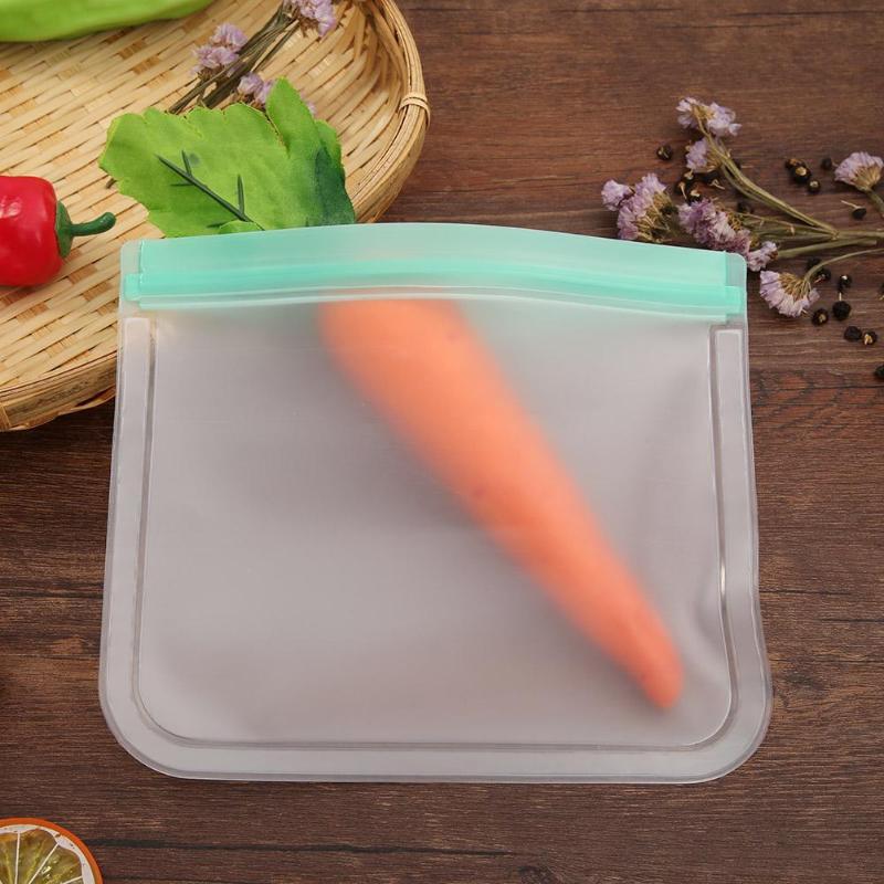 Reusable Silicone Food Storage Bags Leakproof PEVA Fruit Food Freezer Bag Fruit Meat Milk Organizer Ziplock Kitchen Supplies