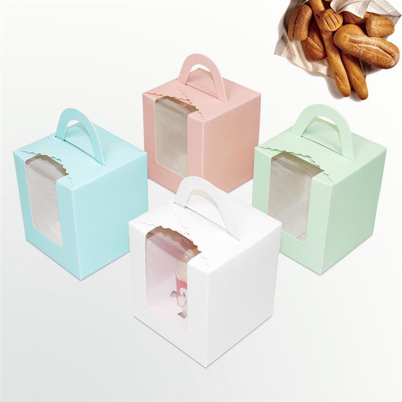 Söt mini kex godis låda enda muffin låda bärbar rosa fönster muffin låda mousse lera pudding flaska förpackning kopp