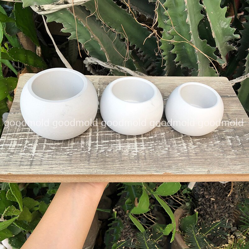 Spherical Concrete Flower Pot Mold Large Size Cement Planter Silicone Mold Succulent Plant Container Cement Vessel Plaster Mold