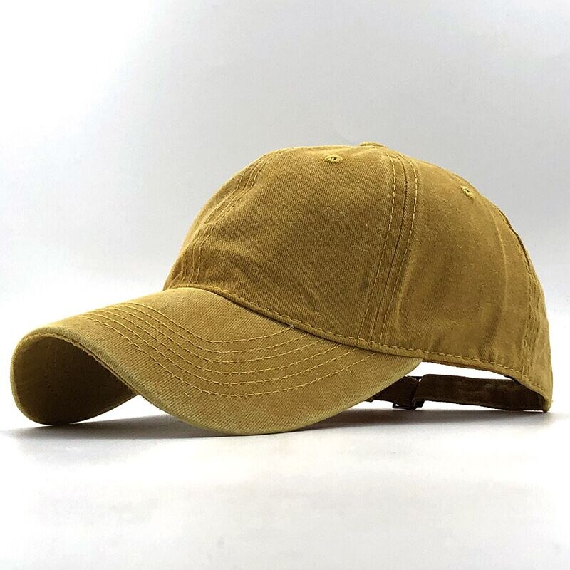 Simple Washed Cotton Adjustable Solid color Baseball Cap Unisex couple cap Leisure dad Hat fishing Snapback cap 17 Color: yellow