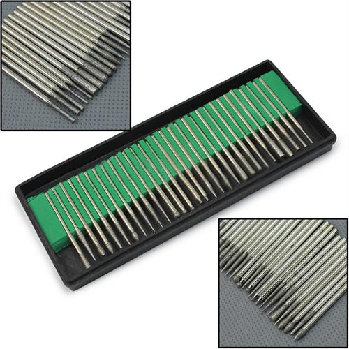 30 stuks diamantboortjes, boor voor het graveren van glas en steen, roterende gereedschapsset, diamantboortjes, kop en dremel-accessoires