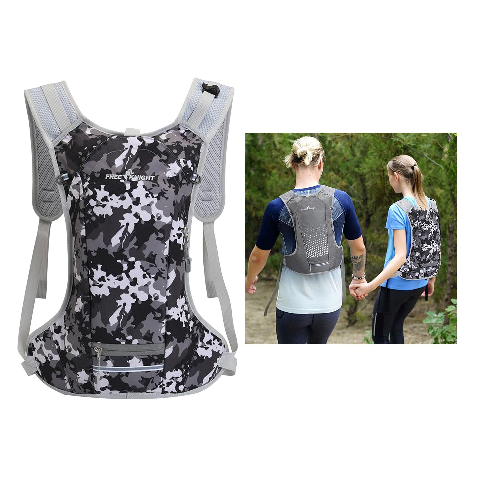 Breathable Cycling Backpack Bicycle Bag Rain Cover Gym Accessories Men Sports Hiking Riding Camping Hydration 2L Bike Backpack: Camouflage