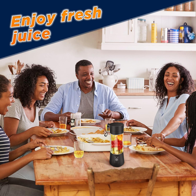 Bärbar mixer, personlig mixer med usb-laddningsbar funktion, minimixer för shakes och smoothies, stark skärkraft med 6 blad